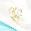Brass Micro Pave Cubic Zirconia Finger Rings for Women RJEW-D340-02G-02-1