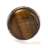 Natural Tiger Eye Round Adjustable Rings RJEW-K371-09S-26-3