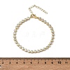 Brass Pave Cubic Zirconia Flat Round Link Chain Bracelets KK-CBA6980-17G-B-5