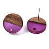 Resin & Walnut Wood Stud Earring Findings MAK-N032-008A-A02-3