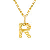 Personalized Stainless Steel Textured Alphabet Initial Pendant Necklaces for Women Men RF0956-18-1