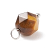 Faceted Natural Tiger Eye Pendants PALLOY-JF01694-01-4