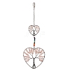 7 Chakra Heart Tree of Life Brass & Natural & Synthetic Gemstone Beads Hanging Ornament G-H359-01R-02-1