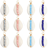 24Pcs 4 Colors Natural Cowrie Shell & Glass Seed Beads Copper Wire Wrapped Pendants FIND-SC0019-11-1