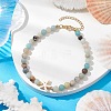 Natural Flower Amazonite &  Synthetic Turquoise Charm Anklets for Women AJEW-AN00616-04-2