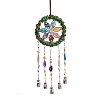 7 Chakra Natural & Synthetic Gemstone Chips Wreath Hanging Suncatchers HJEW-F023-04-1