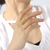 Hollow Out Leaf 201 Stainless Steel Adjustable Cuff Rings FS-WG4978C-02-2