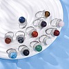 Natural & Synthetic Mixed Gemstone Round Adjustable Finger Rings RJEW-K241-05P-1