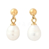 304 Stainless Steel Natural Freshwater Pearl Dangle Stud Earrings EJEW-G423-20G-5