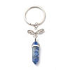 Bullet Natural Mixed Gemstone and Alloy Heart with Wing Keychains KEYC-JKC00361-2