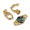 Rack Plating Brass and Abalone Shell Flod Over Clasps KK-B103-16G-2