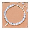 Handmade Woven Plastic imitation Pearl Braided Bead Bracelets UD0895-2-1