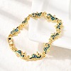 Brass Enamel Turquoise Sea Horse Link Chain Bracelets BJEW-C118-03G-4