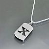 Rectangle with Laser Cut Letter 201 Stainless Steel Initial Pendant Necklaces WGA5E8C-24-1