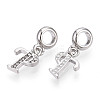 Platinum Rack Plating Alloy Rhinestone European Dangle Charms PALLOY-T048-36P-P-2