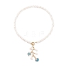 Starfish and Shell Pendant Necklace with Grade A Natural Pearl for Women NJEW-JN03799-1