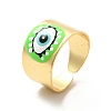 Enamel Horse Eye Open Cuff Rings RJEW-P042-01G-01-1