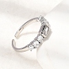 Brass with Cubic Zirconia Cuff Rings for Women RJEW-B160-07A-P-2