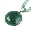 Natural Green Aventurine 4.5mm Round Beaded Flower Pendant Necklaces NJEW-T016-04F-5