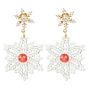 Christmas Snowflake Glass Seed Braided Dangle Earrings EJEW-MZ00233-02-1