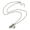 Letter A~Z Antique Silver Plated Alloy with Synthetic Turquoise Pendant Necklaces NJEW-G080-01P-3