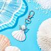 Angel Alloy & Wire Wrapped Natural Shell Pendant Decorations HJEW-JM02017-03-2