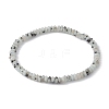 Natural Sesame Jasper Rondelle Beaded Stretch Bracelets BJEW-JB09980-06-1