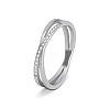304 Stainless Steel Micro Pave Clear Cubic Zirconia Finger Rings for Women FS-WG1B662-07-2