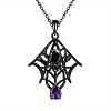 Alloy Rhinestone Halloween Spider Pendant Necklaces WGFDEFA-01-3