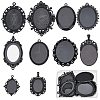 10Pcs 10 Styles Oval Alloy Pendants Cabochon Settings FIND-SC0009-96-1