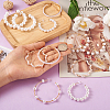 7 Pairs 7 Style Resin Pearl Beaded C-shape & Ring Dangle Stud Earrings FIND-KS0001-16-4