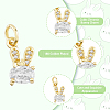 DICOSMETIC Brass Micro Pave Cubic Zirconia Bunny Charms ZIRC-DC0001-14-4