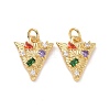 Triangle Brass Micro Pave Colorful Cubic Zirconia Pendants KK-G406-41G-1