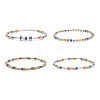 4Pcs 4 Style Word Fun Acrylic & Glass Seed Beaded Stretch Bracelets Set for Women BJEW-JB08619-1