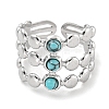 304 Stainless Steel Synthetic Turquoise Cuff Rings G-Z056-05P-03-2