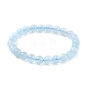 Natural Aquamarine Round Bead Stretch Bracelets for Men Women BJEW-U034-01C-01-4