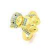 Bear Brass Micro Pave Cubic Zirconia Open Cuff Ring for Women RJEW-U003-23D-G-1