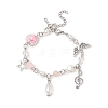 Star & Heart & Music Note Alloy Charm Bracelet BJEW-JB09308-1