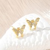 Brass Micro Pave Clear Cubic Zirconia Stud Earrings EJEW-A128-01G-1
