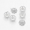 Silver Color Plated Alloy Flower Bead Caps X-TIBEB-E017-S-2