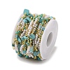 Brass & Synthetic Turquoise & Plastic Beads Link Chain CHC-A009-03G-3