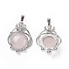 Natural Rose Quartz Pendants G-P496-05P-18-2