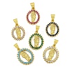 Rack Plating Brass Micro Pave Cubic Zirconia Pendants KK-C074-58G-1