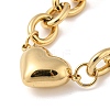 304 Stainless Steel Heart Liink Bracelet with Cable Chains BJEW-P308-01G-2