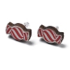 Wood Stud Earrings with Silicone Ear Nut EJEW-XCP0001-14-2