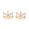 Brass Pave Clear Cubic Zirconia Connector Charms KK-T078-03G-02-1