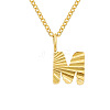 Personalized Stainless Steel Textured Alphabet Initial Pendant Necklaces for Women Men RF0956-13-1
