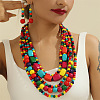 Wood Beaded Multilayer Necklaces & Dangle Earrings Sets WG1A9CE-05-1