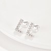 Brass Cubic Zirconia Stud Earrings EJEW-BB35118-L-2