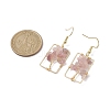 Natural Rose Quartz Chips Tree Dangle Earrings EJEW-JE05734-03-3